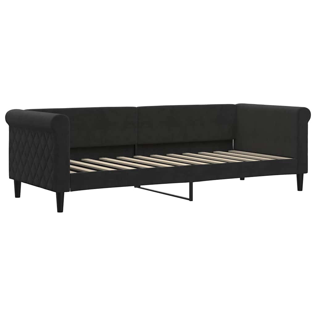 vidaXL Sofa rozsuwana z materacami, czarna, 80x200 cm, aksamit
