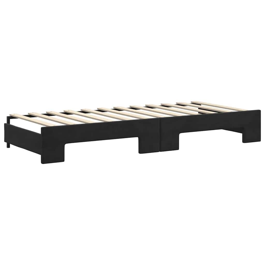 vidaXL Sofa rozsuwana z materacami, czarna, 80x200 cm, aksamit