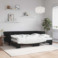 vidaXL Sofa rozsuwana z materacami, czarna, 80x200 cm, aksamit