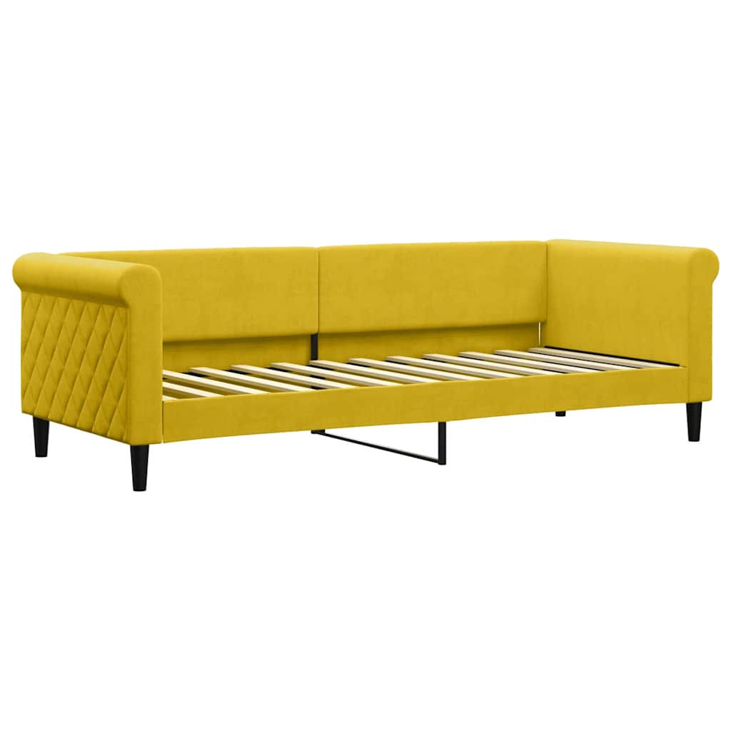 vidaXL Sofa rozsuwana z materacami, żółta, 80x200 cm, aksamit