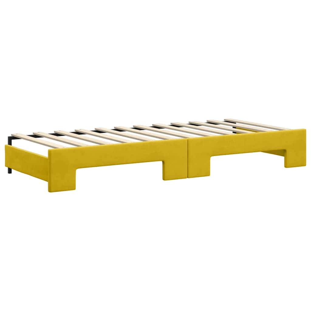 vidaXL Sofa rozsuwana z materacami, żółta, 80x200 cm, aksamit