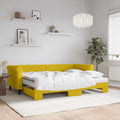 vidaXL Sofa rozsuwana z materacami, żółta, 80x200 cm, aksamit