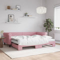 vidaXL Sofa rozsuwana z materacami, różowa, 90x200 cm, aksamit