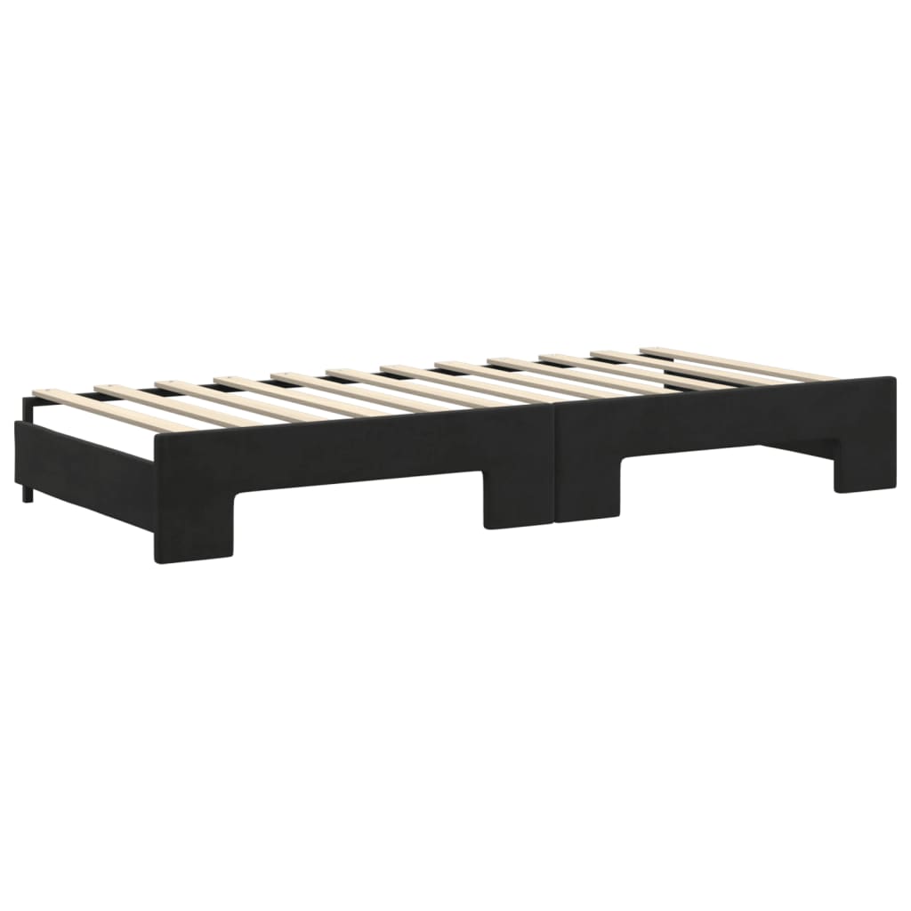 vidaXL Sofa rozsuwana z materacami, czarna, 90x200 cm, aksamit