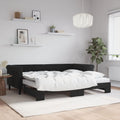 vidaXL Sofa rozsuwana z materacami, czarna, 90x200 cm, aksamit