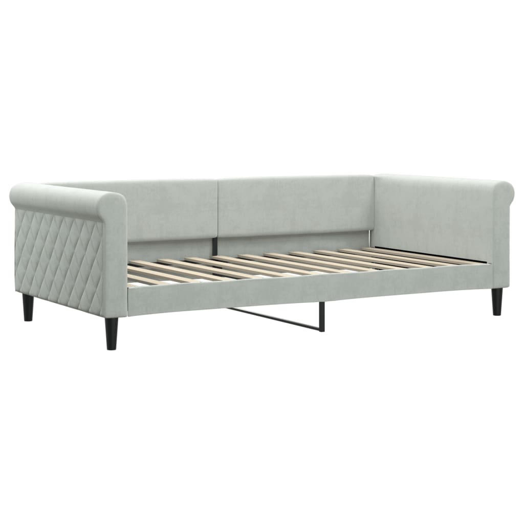 vidaXL Sofa rozsuwana z materacami, jasnoszara, 100x200 cm, aksamit
