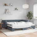 vidaXL Sofa rozsuwana z materacami, ciemnoszara, 100x200 cm, aksamit