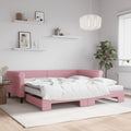 vidaXL Sofa rozsuwana z materacami, różowa, 100x200 cm, aksamit