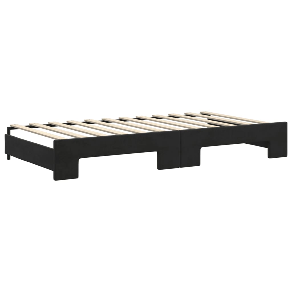vidaXL Sofa rozsuwana z materacami, czarna, 100x200 cm, aksamit