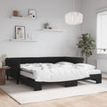 vidaXL Sofa rozsuwana z materacami, czarna, 100x200 cm, aksamit