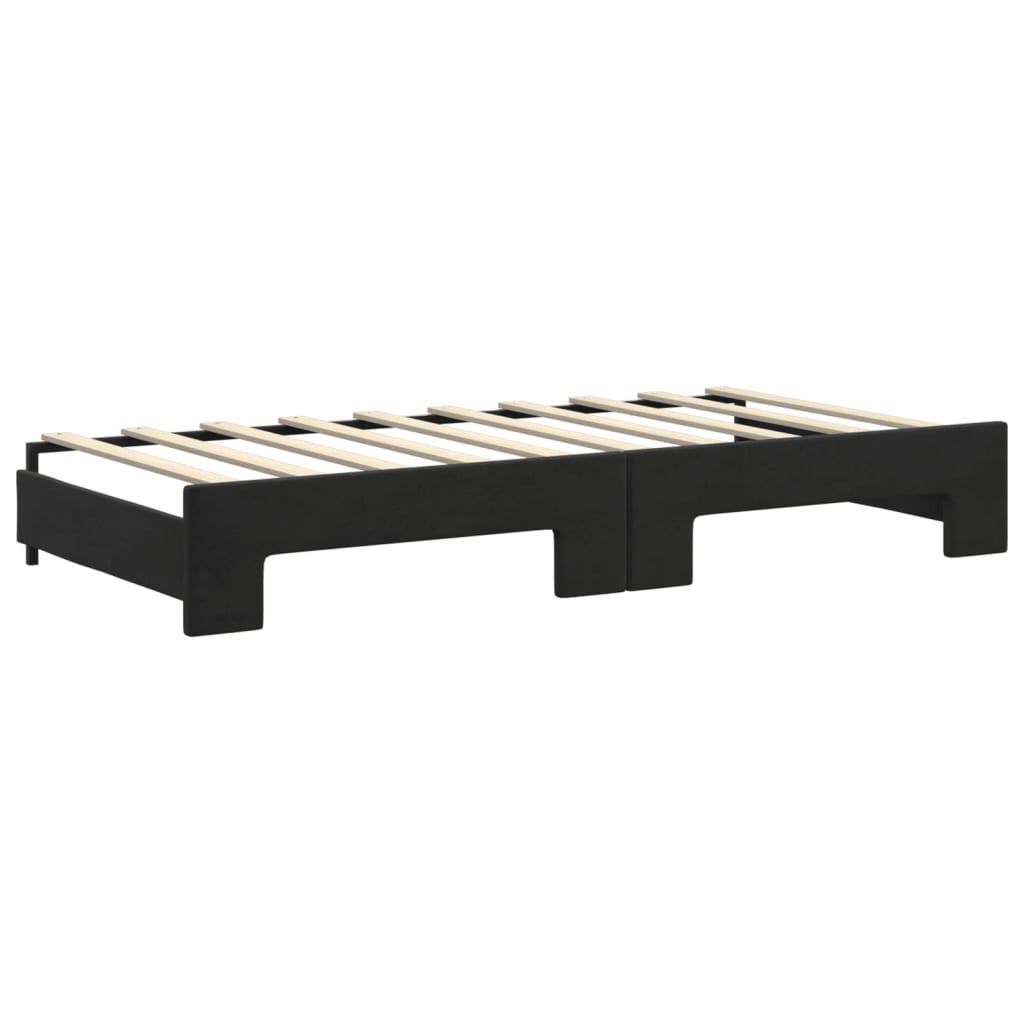 vidaXL Sofa rozsuwana z materacami, czarna, 90x190 cm, aksamit