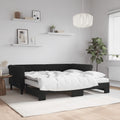 vidaXL Sofa rozsuwana z materacami, czarna, 90x190 cm, aksamit