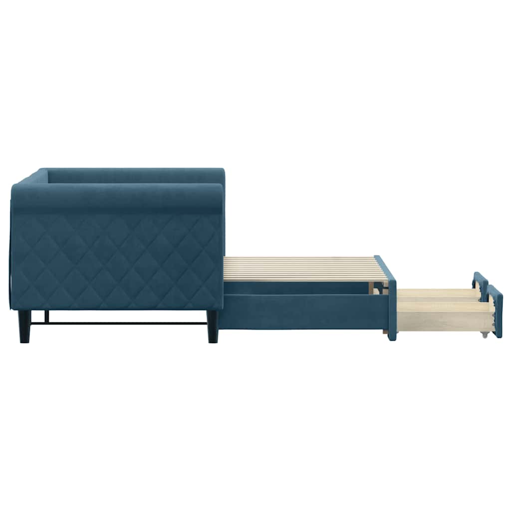 vidaXL Sofa rozsuwana z szufladami, niebieska, 80x200 cm, aksamit