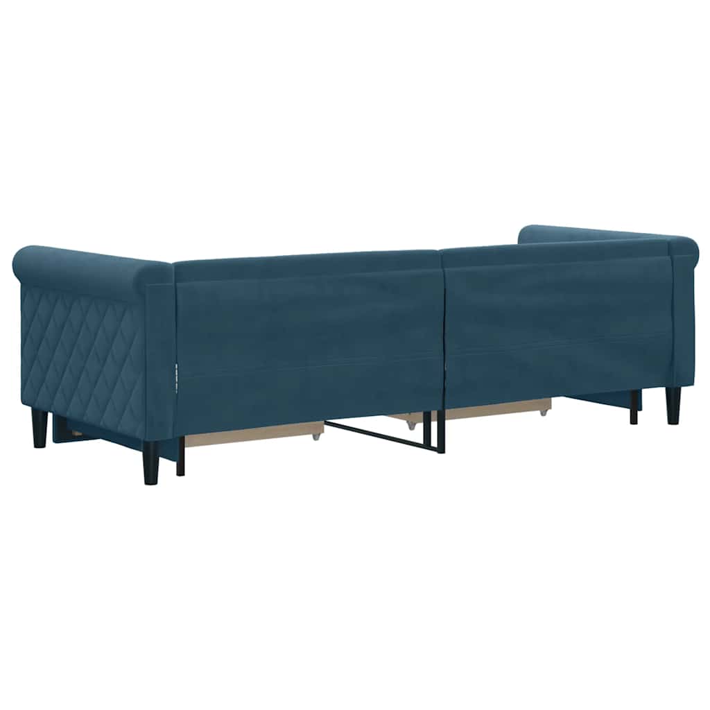 vidaXL Sofa rozsuwana z szufladami, niebieska, 80x200 cm, aksamit