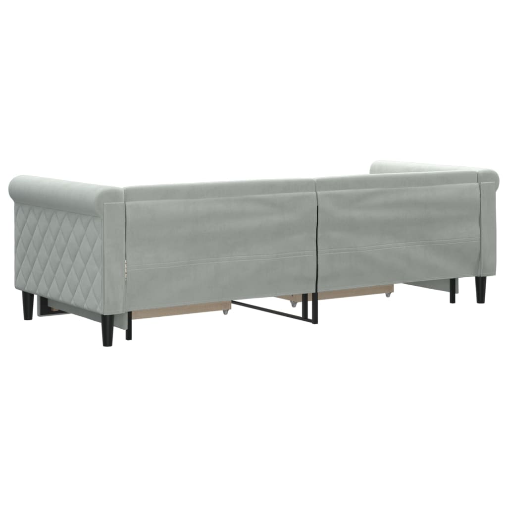 vidaXL Sofa rozsuwana z szufladami, jasnoszara, 80x200 cm, aksamit