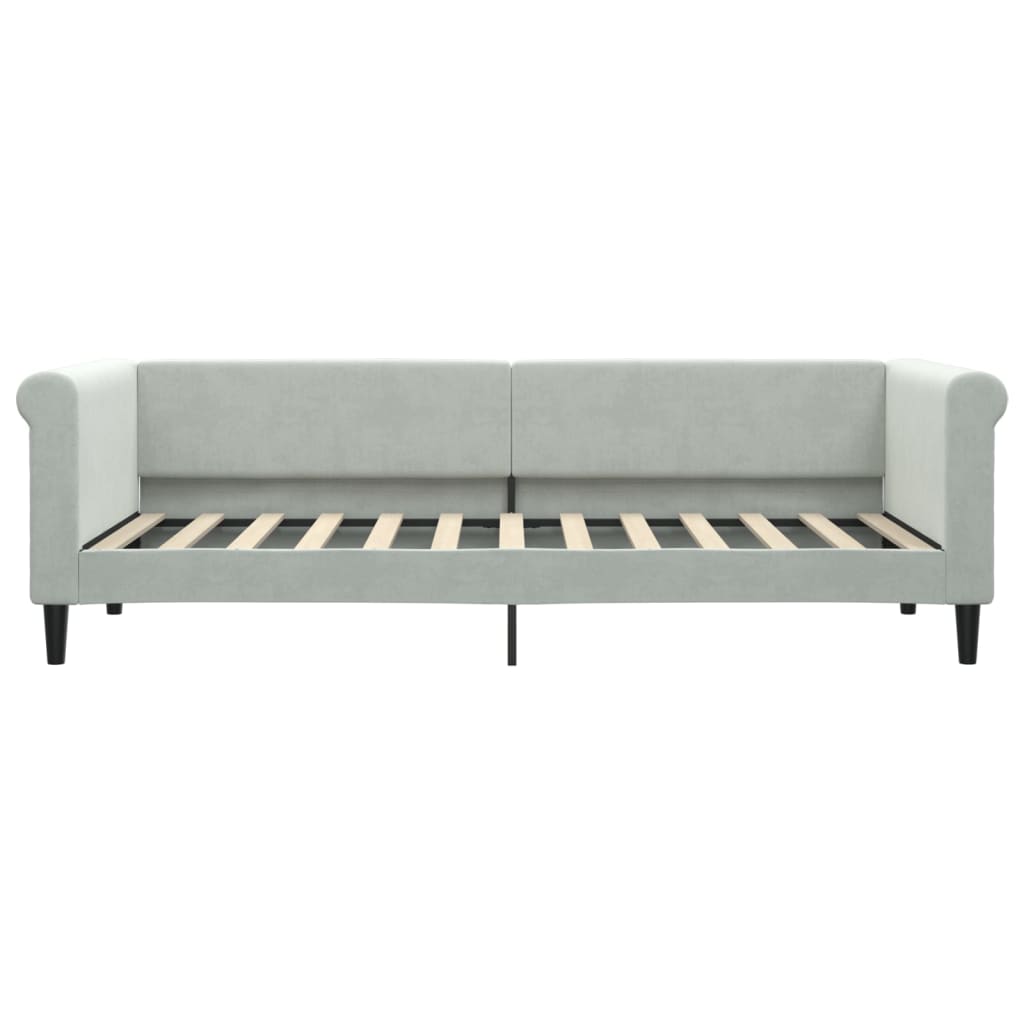 vidaXL Sofa rozsuwana z szufladami, jasnoszara, 80x200 cm, aksamit