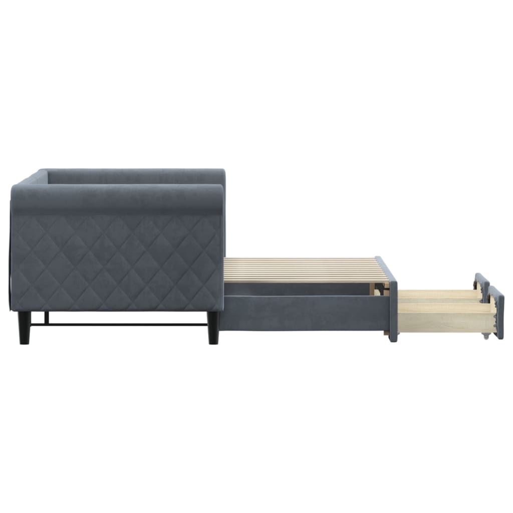 vidaXL Sofa rozsuwana z szufladami, ciemnoszara, 80x200 cm, aksamit