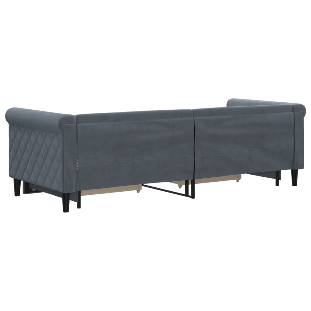 vidaXL Sofa rozsuwana z szufladami, ciemnoszara, 80x200 cm, aksamit
