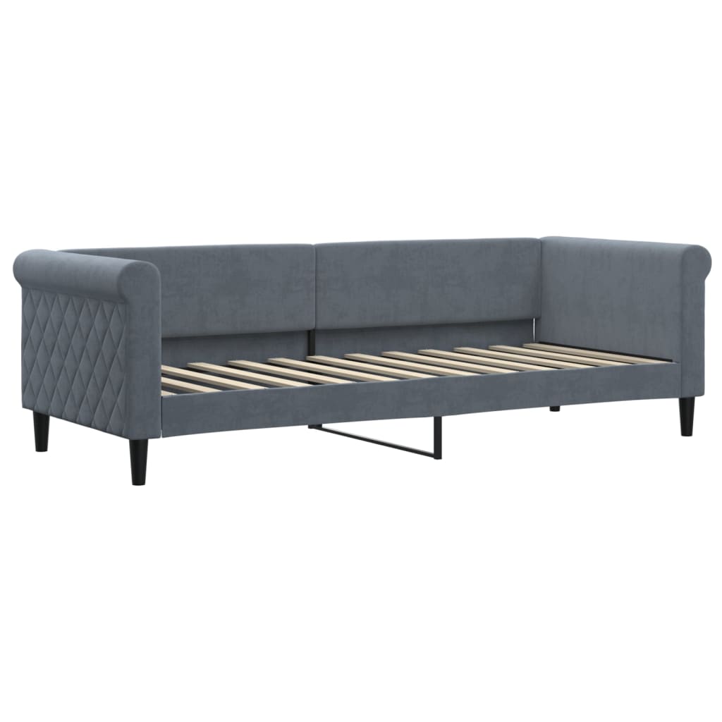 vidaXL Sofa rozsuwana z szufladami, ciemnoszara, 80x200 cm, aksamit