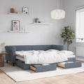 vidaXL Sofa rozsuwana z szufladami, ciemnoszara, 80x200 cm, aksamit