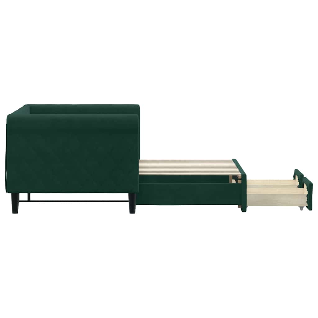 vidaXL Sofa rozsuwana z szufladami, ciemnozielona, 80x200 cm, aksamit