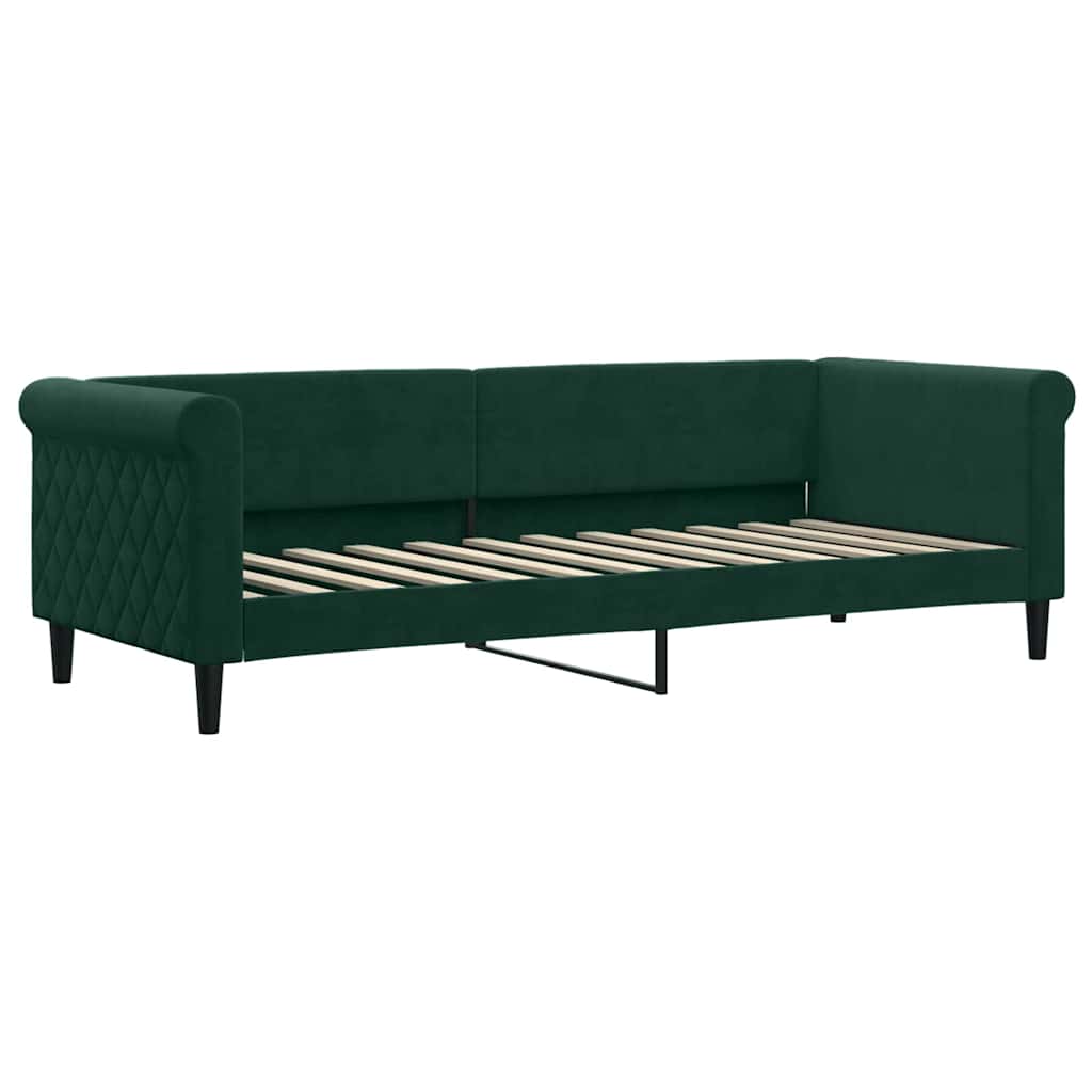 vidaXL Sofa rozsuwana z szufladami, ciemnozielona, 80x200 cm, aksamit
