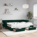 vidaXL Sofa rozsuwana z szufladami, ciemnozielona, 80x200 cm, aksamit