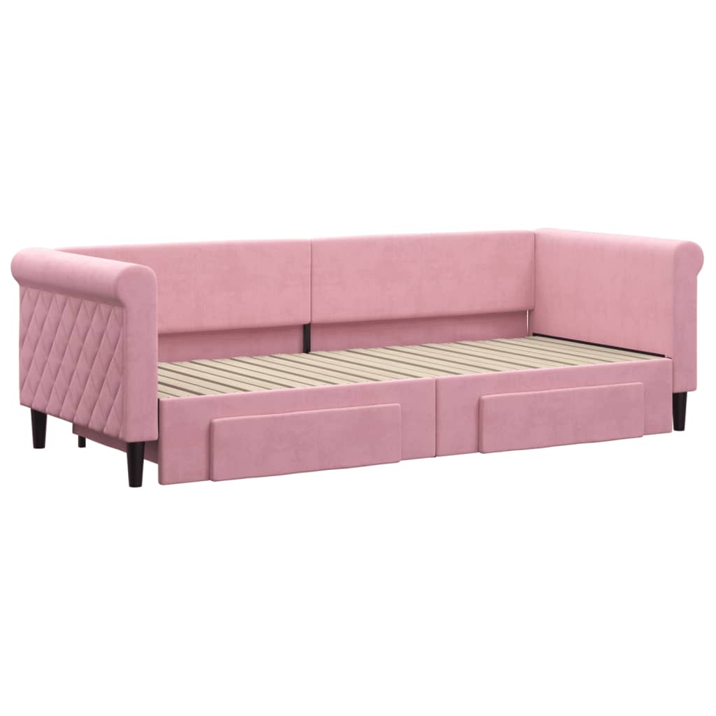 vidaXL Sofa rozsuwana z szufladami, różowa, 80x200 cm, aksamit