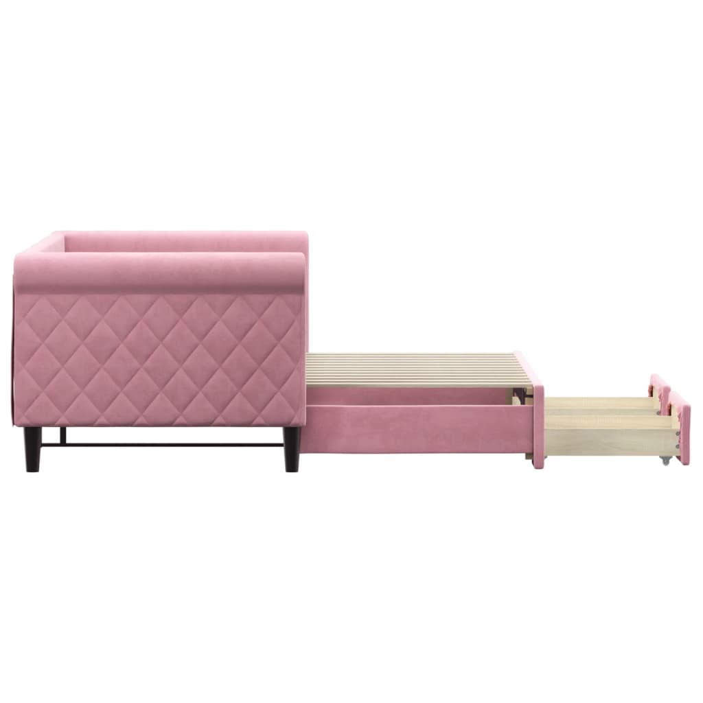 vidaXL Sofa rozsuwana z szufladami, różowa, 80x200 cm, aksamit