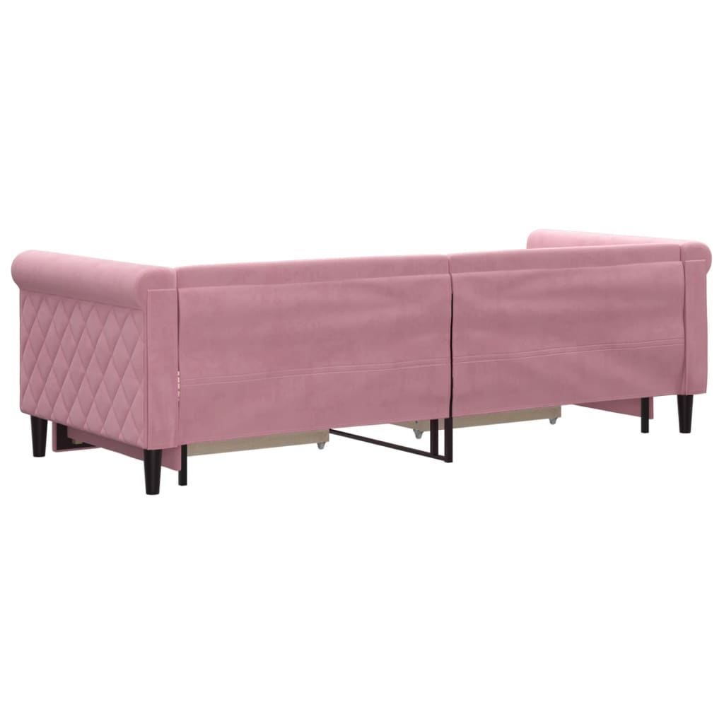 vidaXL Sofa rozsuwana z szufladami, różowa, 80x200 cm, aksamit
