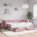 vidaXL Sofa rozsuwana z szufladami, różowa, 80x200 cm, aksamit
