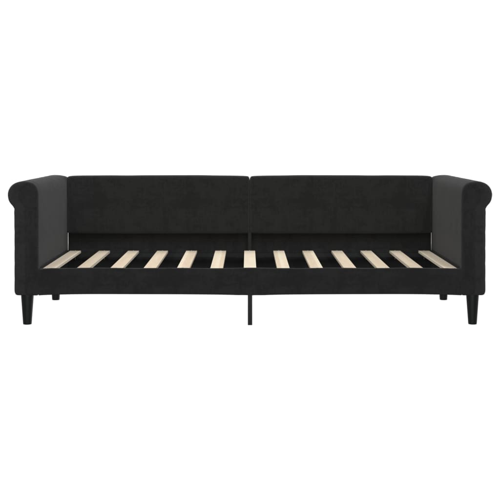 vidaXL Sofa rozsuwana z szufladami, czarna, 80x200 cm, aksamit