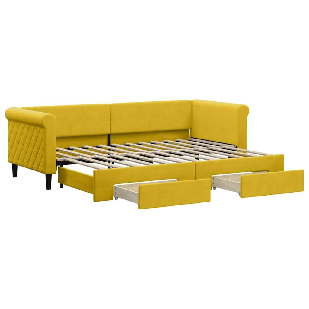 vidaXL Sofa rozsuwana z szufladami, żółta, 80x200 cm, aksamit