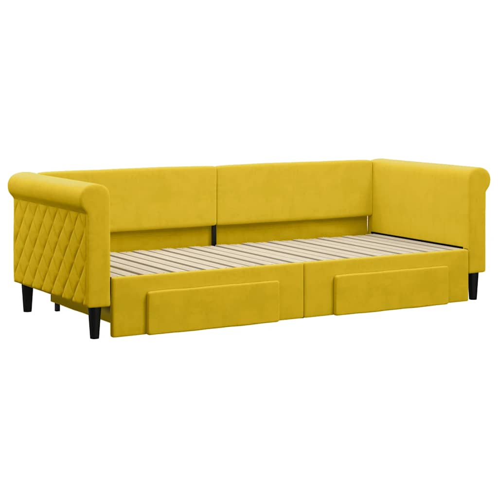 vidaXL Sofa rozsuwana z szufladami, żółta, 80x200 cm, aksamit