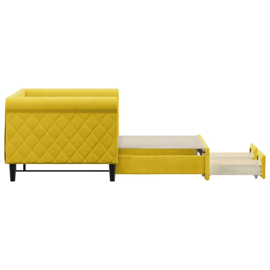 vidaXL Sofa rozsuwana z szufladami, żółta, 80x200 cm, aksamit