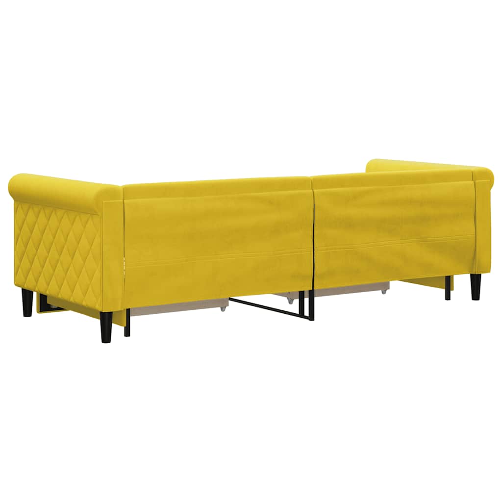 vidaXL Sofa rozsuwana z szufladami, żółta, 80x200 cm, aksamit