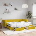 vidaXL Sofa rozsuwana z szufladami, żółta, 80x200 cm, aksamit
