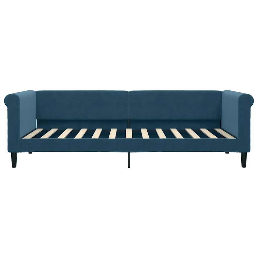 vidaXL Sofa rozsuwana z szufladami, niebieska, 90x200 cm, aksamit