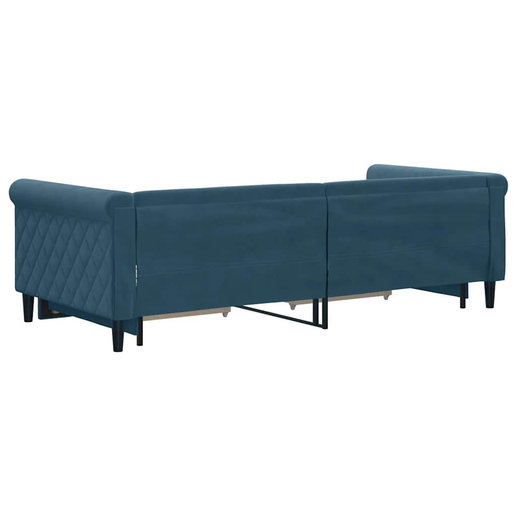 vidaXL Sofa rozsuwana z szufladami, niebieska, 90x200 cm, aksamit