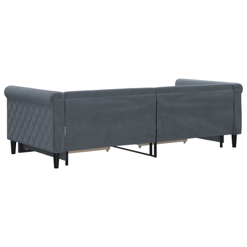 vidaXL Sofa rozsuwana z szufladami, ciemnoszara, 90x200 cm, aksamit