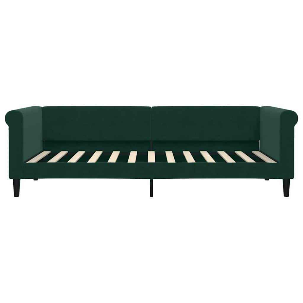 vidaXL Sofa rozsuwana z szufladami, ciemnozielona, 90x200 cm, aksamit