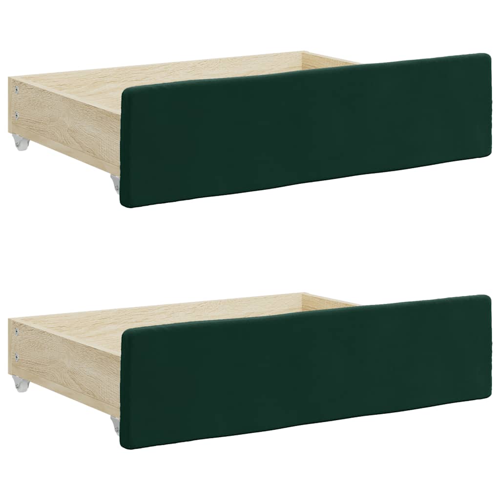 vidaXL Sofa rozsuwana z szufladami, ciemnozielona, 90x200 cm, aksamit