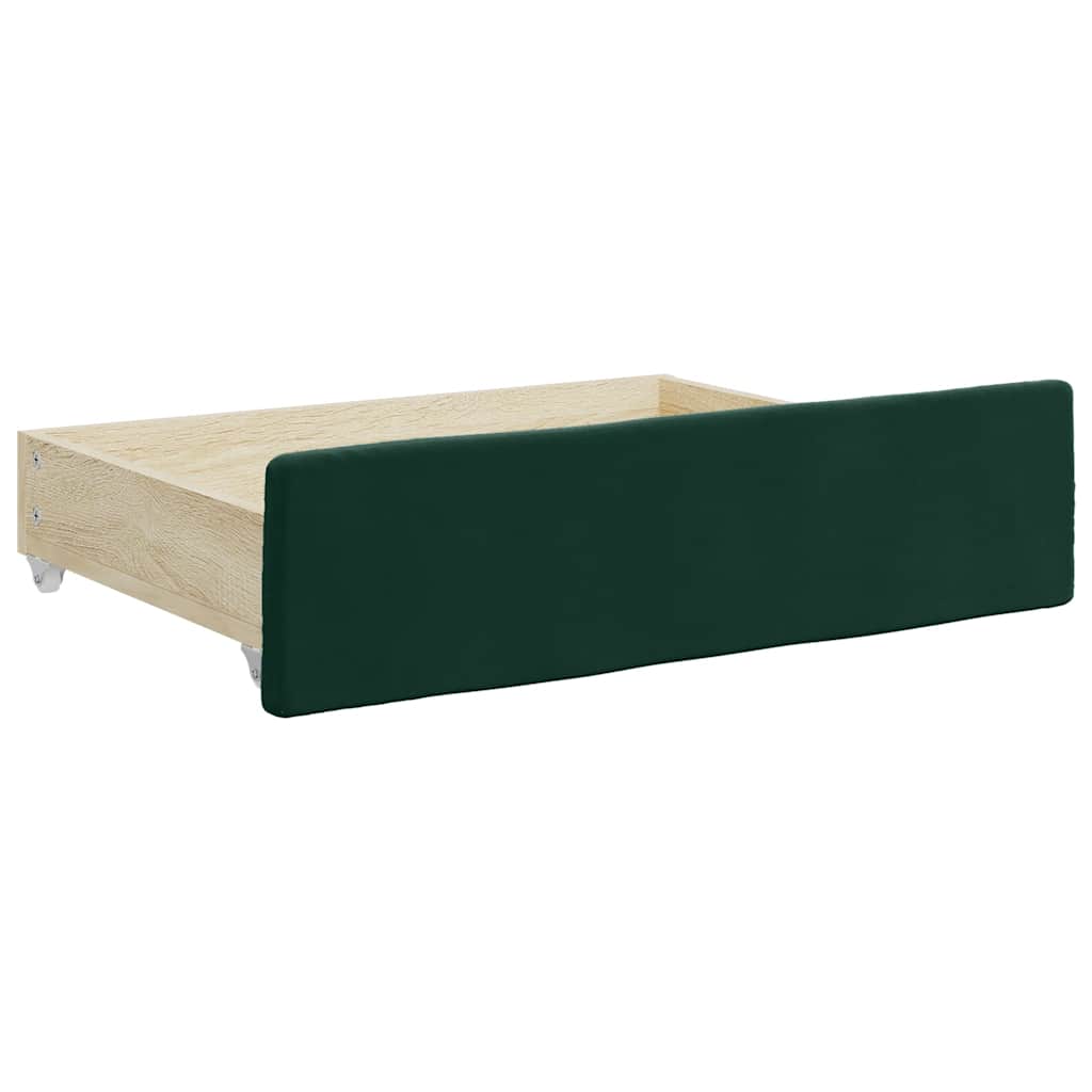 vidaXL Sofa rozsuwana z szufladami, ciemnozielona, 90x200 cm, aksamit