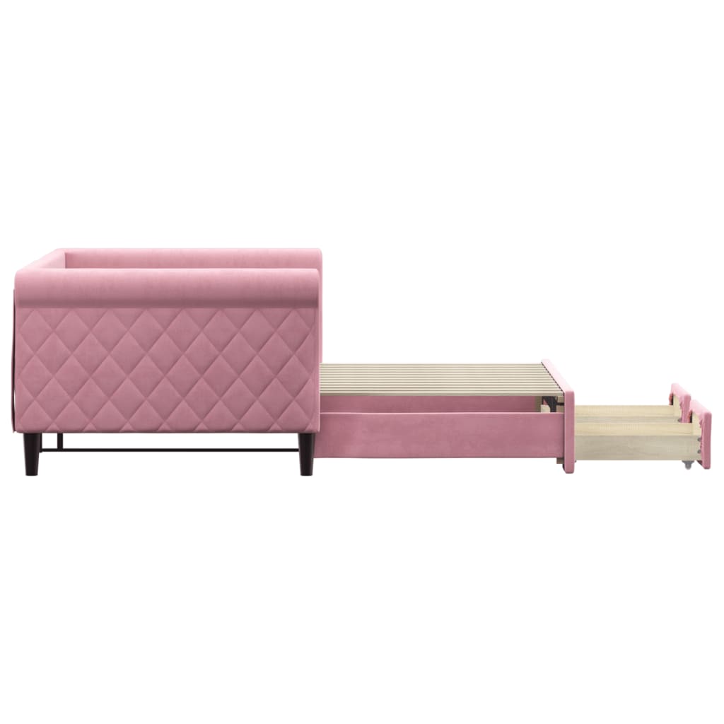 vidaXL Sofa rozsuwana z szufladami, różowa, 90x200 cm, aksamit