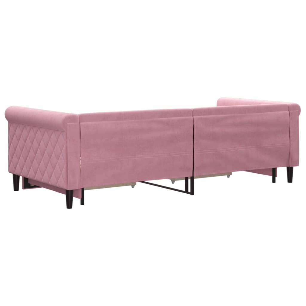 vidaXL Sofa rozsuwana z szufladami, różowa, 90x200 cm, aksamit