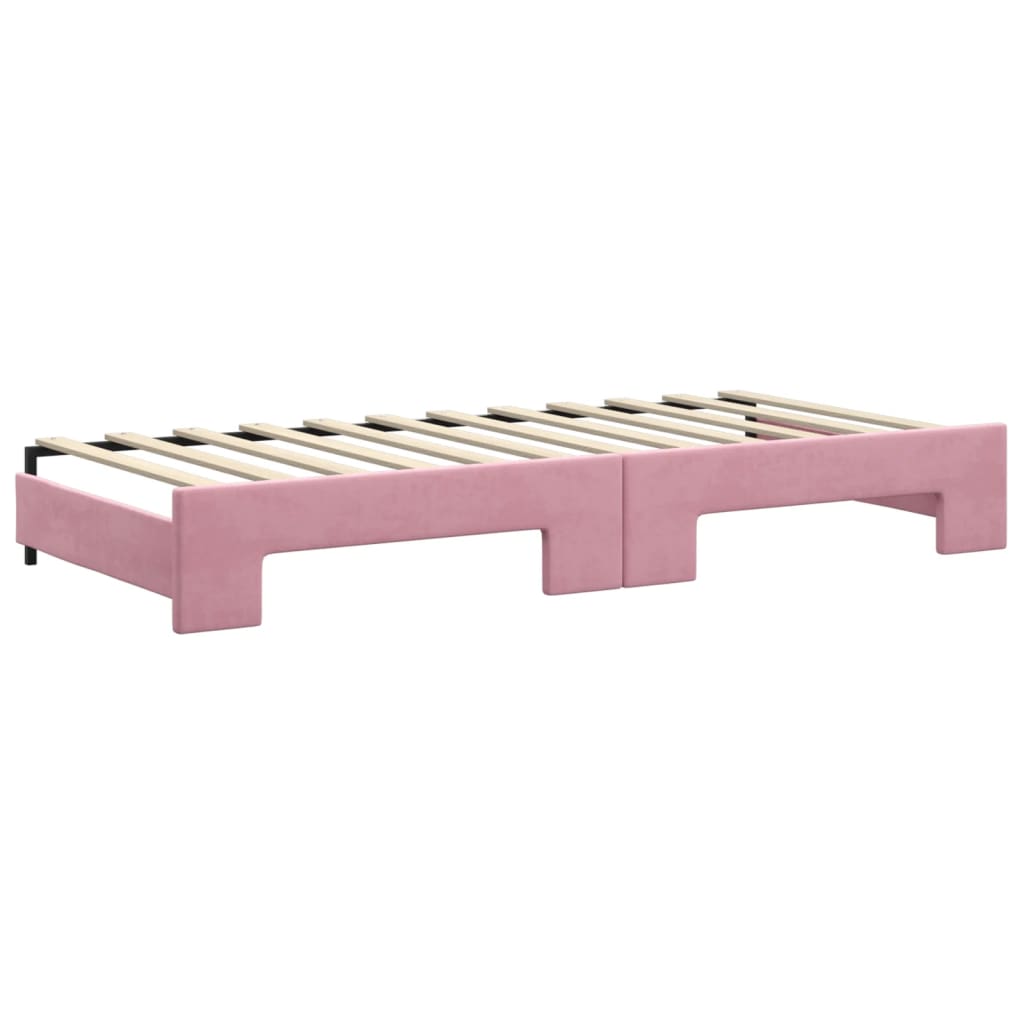 vidaXL Sofa rozsuwana z szufladami, różowa, 90x200 cm, aksamit