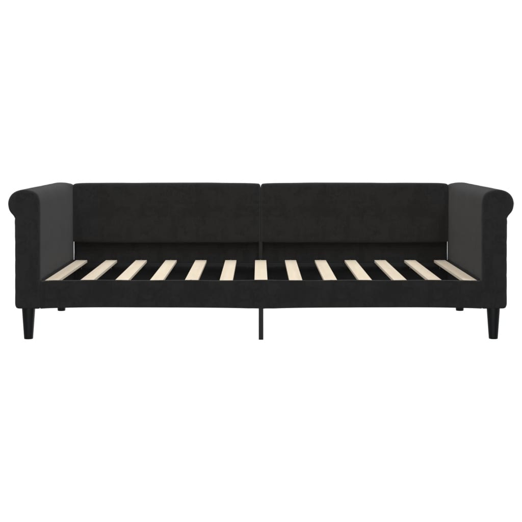 vidaXL Sofa rozsuwana z szufladami, czarna, 90x200 cm, aksamit