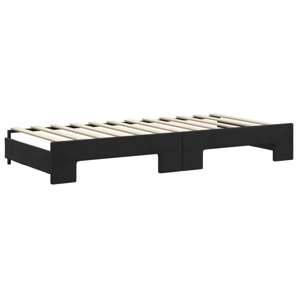 vidaXL Sofa rozsuwana z szufladami, czarna, 90x200 cm, aksamit