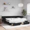 vidaXL Sofa rozsuwana z szufladami, czarna, 90x200 cm, aksamit