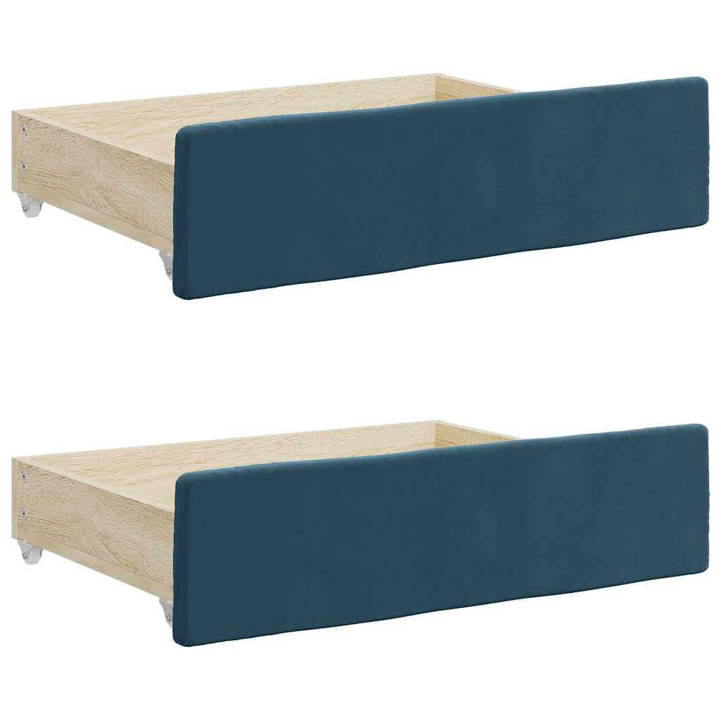 vidaXL Sofa rozsuwana z szufladami, niebieska, 100x200 cm, aksamit